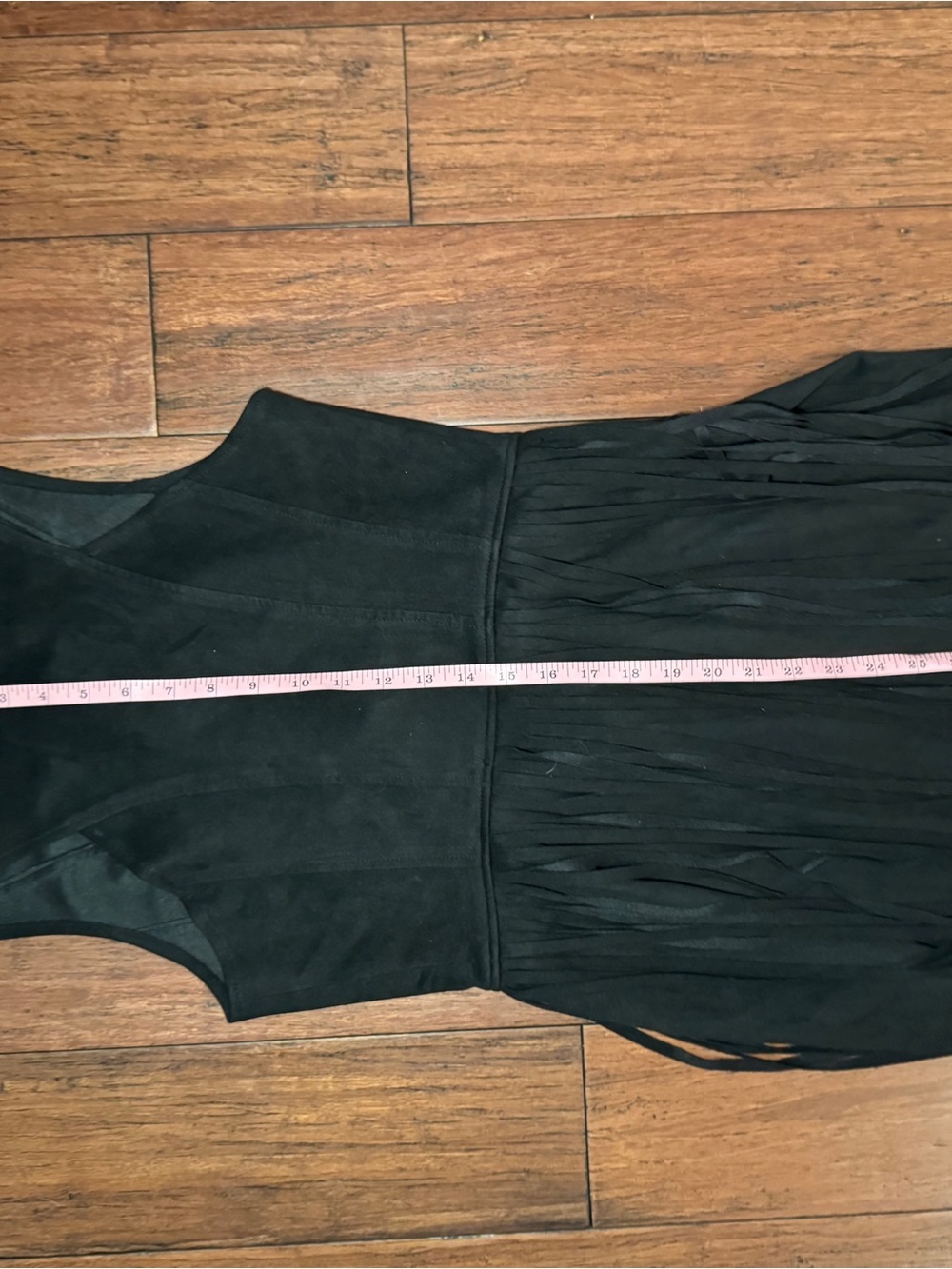 NOLESS Black Faux Suede Fringe Dress Zip Front Sleeveless Boho Western M - Picture 11 of 12
